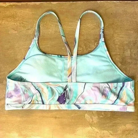Athleta Girl Racer Back Sports Bra Marble Swirl Size XXL 16 Athletic Sports Yoga - Picture 2 of 5